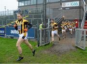 15 November 2015; Rico Kelly leads the Crossmaglen Rangers players on to the field. AIB Ulster GAA Senior Club Football Championship, Semi-Final, Kilcoo v Crossmaglen Rangers. Páirc Esler, Newry, Co. Down. Picture credit: Oliver McVeigh / SPORTSFILE