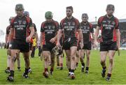29 November 2015; Oulart the Ballagh players, from left, Keith Rossiter, Shaun Murphy, Eoin Moore, Barry Kehoe and Kevin Sheridan walk off the pitch at half time. AIB Leinster GAA Senior Club Hurling Championship Final, Oulart the Ballagh v Cuala. Netwatch Dr. Cullen Park, Carlow. Picture credit: David Maher / SPORTSFILE