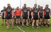 29 November 2015; Oulart the Ballagh players stand during the playing of the national anthem. AIB Leinster GAA Senior Club Hurling Championship Final, Oulart the Ballagh v Cuala. Netwatch Dr. Cullen Park, Carlow. Picture credit: David Maher / SPORTSFILE