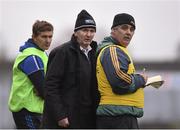 28 November 2015; St Mary's selectors James O'SullEvan, centre, and Noel Cournane, right, with manager Maurice Fitzgerald. AIB Munster GAA Football Intermediate Club Championship Final, St Mary's, Kerry, v Carrigaline, Cork. Fitzgerald Stadium, Killarney, Co. Kerry. Picture credit: Stephen McCarthy / SPORTSFILE