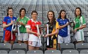 1 December 2015; Pictured at the Ladies All Ireland Club Championships are, from left, Shelly Melia, Dunboyne, Co. Meath, Kelly Boyce Jordan, Milltown, Co. Westmeath, Eileen McElroy, Donaghmoyne, Co. Monaghan, Roisín O'SullEvan, Mourneabbey, Co. Cork,  Laura O'SullEvan, Bantry Blues, Co. Cork, and Anne Marie O'Gorman, Cahir, Co. Tipperary, who will contest the finals this Saturday and Sunday. Full details available from www.ladiesgaelic.ie. Croke Park, Dublin. Photo by Sportsfile