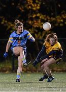 3 December 2015; Niamh Collins, UCD, in action against Deirdre Murphy, DCU. Senior Women's Football League Final, UCD vs DCU, Belfield, Dublin. Picture credit: Sam Barnes / SPORTSFILE