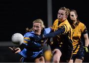 3 December 2015; Megan Glynn, UCD, in action against Deirdre Murphy, DCU. Senior Women's Football League Final, UCD vs DCU, Belfield, Dublin. Picture credit: Sam Barnes / SPORTSFILE