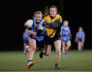 3 December 2015; Megan Glynn, UCD, in action against Deirdre Murphy, DCU. Senior Women's Football League Final, UCD vs DCU, Belfield, Dublin. Picture credit: Sam Barnes / SPORTSFILE