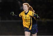 3 December 2015; Lauren Magee, DCU, celebrates at the final whistle. Senior Women's Football League Final, UCD vs DCU, Belfield, Dublin. Picture credit: Sam Barnes / SPORTSFILE