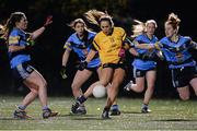 3 December 2015; Aishling Sheridan, DCU, in action against Sarah Molly Cullen, right, UCD. Senior Women's Football League Final, UCD vs DCU, Belfield, Dublin. Picture credit: Sam Barnes / SPORTSFILE