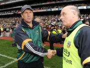 30 August 2009; Kerry manager Jack O'Connor shakes hands with Meath manager Eamonn O'Brien, right, after the game. GAA All-Ireland Senior Football Championship Semi-Final, Kerry v Meath, Croke Park, Dublin. Picture credit: Pat Murphy / SPORTSFILE