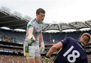 30 August 2009; Meath goalkeeper Paddy O'Rourke argues with Kerry's Tommy Walsh during the match. GAA All-Ireland Senior Football Championship Semi-Final, Kerry v Meath, Croke Park, Dublin. Picture credit: Brian Lawless / SPORTSFILE