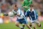 30 August 2009; Aodhain Doyle, St. Joseph's P.S., Gorey, Co. Wexford, left, in action against Patrick McLoughlin, Corrandulla N.S., Corrandulla, Galway. Go Games during half time in the Kerry v Meath game. Croke Park, Dublin. Picture credit: Brian Lawless / SPORTSFILE