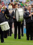 30 August 2009; Dublin Dail Deputy Terence Flanagan, T.D., centre, a member of the Artane Senior band on parade, before the game. GAA All-Ireland Senior Football Championship Semi-Final, Kerry v Meath, Croke Park, Dublin. Picture credit: Ray McManus / SPORTSFILE