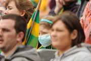 30 August 2009; A young Meath supporter, on Hill 16,  wares a mask during the game. GAA Football All-Ireland Senior Championship Semi-Final, Kerry v Meath, Croke Park, Dublin. Picture credit: Ray McManus / SPORTSFILE