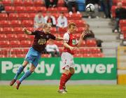 30 August 2009; Glenn Fitzpatrick, St. Patrick's Athletic, in action against Scott Gibb, Drogheda United. League of Ireland Premier Division, St. Patrick's Athletic v Drogheda United, Richmond Park, Dublin. Photo by Sportsfile