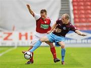 30 August 2009; Scott Gibb, Drogheda United, in action against Gareth O'Connor, St. Patrick's Athletic. League of Ireland Premier Division, St. Patrick's Athletic v Drogheda United, Richmond Park, Dublin. Photo by Sportsfile