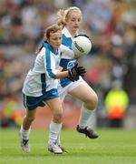30 August 2009; Emma Lynch, St. Pope John's N.S., Mahahide, Co. Dublin, in action against Aine Lynn, Tang N.S., Co. Westmeath. Go Games half-time in the Kerry v Meath game. Croke Park, Dublin. Picture credit: Ray McManus / SPORTSFILE