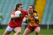 5 December 2015; Libby Coppinger, Bantry Blues, in action against Emma O'Byrne, Dunboyne. All-Ireland Ladies Football Junior Club Football Championship Final, Bantry Blues v Dunboyne. Gaelic Grounds, Limerick. Picture credit: Diarmuid Greene / SPORTSFILE