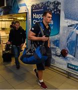 5 December 2015; Leinster's Rhys Ruddock arrives back into Dublin Airport after their Guinness PRO12, Round 9, clash against Glasgow Warriors at Scotstoun Stadium, Glasgow, was postponed due to the weather conditions. Guinness PRO12, Round 9, Glasgow Warriors v Leinster. Dublin Airport, Dublin. Picture credit: Stephen McCarthy / SPORTSFILE