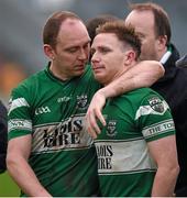 6 December 2015; Paul Cahillane, right, is comforted by his Portlaoise team mate Brian McCormack after the game. AIB Leinster GAA Senior Club Football Championship Final, Portlaoise v Ballyboden St Enda's. O'Connor Park, Tullamore, Co. Offaly. Picture credit: Ray McManus / SPORTSFILE