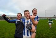6 December 2015; Colm Dunne, left, Aran Waters and Stephen O'Connor, right, Ballyboden St Enda's, celebrate following their side's victory. AIB Leinster GAA Senior Club Football Championship Final, Portlaoise v Ballyboden St Enda's. O'Connor Park, Tullamore, Co. Offaly. Picture credit: Stephen McCarthy / SPORTSFILE