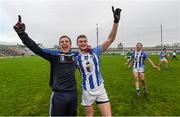 6 December 2015; Colm Dunne, left, and Aran Waters, Ballyboden St Enda's, celebrate following their side's victory. AIB Leinster GAA Senior Club Football Championship Final, Portlaoise v Ballyboden St Enda's. O'Connor Park, Tullamore, Co. Offaly. Picture credit: Stephen McCarthy / SPORTSFILE