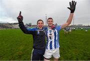 6 December 2015; Colm Dunne, left, and Aran Waters, Ballyboden St Enda's, celebrate following their side's victory. AIB Leinster GAA Senior Club Football Championship Final, Portlaoise v Ballyboden St Enda's. O'Connor Park, Tullamore, Co. Offaly. Picture credit: Stephen McCarthy / SPORTSFILE