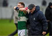 6 December 2015; Portlaoise's  Paul Cahillane, who kicked a late free wide, is comforted after the game. AIB Leinster GAA Senior Club Football Championship Final, Portlaoise v Ballyboden St Enda's. O'Connor Park, Tullamore, Co. Offaly. Picture credit: Ray McManus / SPORTSFILE