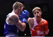 5 December 2015; Wayne Kelly, Athlone, right, exchanges punches with Ray Moylette, St Annes, during their 64kg bout. IABA National Elite Championships. National Boxing Stadium, Dublin. Picture credit: Ramsey Cardy / SPORTSFILE
