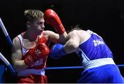 5 December 2015; Wayne Kelly, Athlone, left, exchanges punches with Ray Moylette, St Annes, during their 64kg bout. IABA National Elite Championships. National Boxing Stadium, Dublin. Picture credit: Ramsey Cardy / SPORTSFILE