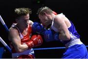 5 December 2015; Wayne Kelly, Athlone, left, exchanges punches with Ray Moylette, St Annes, during their 64kg bout. IABA National Elite Championships. National Boxing Stadium, Dublin. Picture credit: Ramsey Cardy / SPORTSFILE