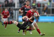 6 December 2015; Ronan O'Mahony, Munster, is tackled by Tom Prydie, Newport Gwent Dragons. Guinness PRO12, Round 9, Newport Gwent Dragons v Munster. Rodney Parade, Newport, Wales. Picture credit: Ben Evans / SPORTSFILE