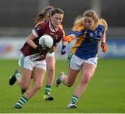 6 December 2015; Faye Kearney, Milltown, in action against Aisling McCarthy, Cahir. All-Ireland Ladies Intermediate Club Championship Final, Cahir v Milltown. Parnell Park, Dublin. Picture credit: David Maher / SPORTSFILE