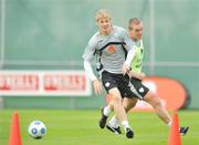 2 September 2009; Andy Keogh, Republic of Ireland, in action against his team-mate Richard Dunne during squad training. Republic of Ireland Squad Training, Gannon Park, Malahide, Co. Dublin. Picture credit: David Maher / SPORTSFILE