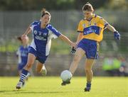 29 August 2009; Niamh Keane, Clare, in action against Michelle McGrath, Waterford. TG4 All-Ireland Ladies Football Intermediate Championship Semi-Final, Clare v Waterford, McDonagh Park, Nenagh, Co. Tipperary. Picture credit: Brendan Moran / SPORTSFILE
