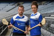 7 December 2015; Pictured at the launch of the 2016 Liberty Insurance GAA National Games Development Conference are Kilkenny hurler Jackie Tyrell and Dublin camogie player Ali Maguire. The conference, which takes place in Croke Park on January 22nd and 23rd, will focus on issues related to the Adult Player including a special forum on the progression of players from the minor and underage ranks through to the adult game. Croke Park, Dublin. Photo by Sportsfile