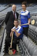 7 December 2015; Pictured at the launch of the 2016 Liberty Insurance GAA National Games Development Conference are Kilkenny hurler Jackie Tyrell and Dublin camogie player Ali Maguire with John Coffey, Liberty Insurance. The conference, which takes place in Croke Park on January 22nd and 23rd, will focus on issues related to the Adult Player including a special forum on the progression of players from the minor and underage ranks through to the adult game. Croke Park, Dublin. Photo by Sportsfile