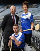 7 December 2015; Pictured at the launch of the 2016 Liberty Insurance GAA National Games Development Conference are Kilkenny hurler Jackie Tyrell and Dublin camogie player Ali Maguire with John Coffey, Liberty Insurance. The conference, which takes place in Croke Park on January 22nd and 23rd, will focus on issues related to the Adult Player including a special forum on the progression of players from the minor and underage ranks through to the adult game. Croke Park, Dublin. Photo by Sportsfile