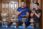 7 December 2015; Leinster's Jamie Heaslip, left, and Noel Reid after making the selections for the Leinster Schools Senior Cup during the Bank of Ireland Leinster Schools Cup Draws, House of Lords, College Green, Dublin. Picture credit: Cody Glenn / SPORTSFILE