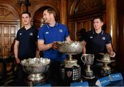 7 December 2015; Leinster's Jonathan Sexton, Jamie Heaslip, and Noel Reid during The Bank of Ireland Leinster Schools Cup Draws, House of Lords, College Green, Dublin. Picture credit: Cody Glenn / SPORTSFILE