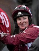 6 December 2015; Nina Carberry in the parade ring with Tamlough Boy after winning the Old House, Kill (Pro/Am) Flat Race. Horse Racing from Punchestown. Punchestown, Co. Kildare. Picture credit: Cody Glenn / SPORTSFILE