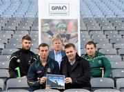 8 December 2015; In attendance at the launch of the GPA's report on Ring, Rackard and Meagher competitions are, from left, Paul Divilly, Kildare senior hurler, James Toher, Meath senior hurler, Donal O'Grady, Author of the Report, Dessie Farrell, CEO GPA, and Mark Curry, Fermanagh senior hurler. Croke Park, Dublin. Picture credit: Sam Barnes / SPORTSFILE