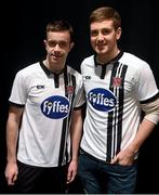 8 December 2015; Dundalk new signings Robbie Benson, left, and Patrick McEleney during the unveiling of the new club jersey. Town Hall, Dundalk, Co. Louth. Photo by Sportsfile