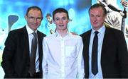 9 December 2015; Fourteen year old Donal O'Shea, representing his dad, the former Tipperary senior hurling manager Eamon O'Shea, who was manager of the month for July, with Republic of Ireland manager Martin O'Neill, left, and Northern Ireland manager Michael O'Neill, who were jointly presented with the Philips Manager of the Year Award. Philips Manager of the Year 2015, The Intercontinental Hotel, Simmonscourt Rd, Dublin. Picture credit: Ray McManus / SPORTSFILE
