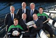 10 December 2015;  Leinster GAA Chairman John Horan, centre, with from left, Paul Cribbin, Kildare Football, Pat Teehan, leinster GAA PRO, Jim Bolger, Leinster GAA Vice Chairman, Syl Merrins, Leinster Treasureer, Michael Reynolds, CEO Leinster GAA, and Eanna Martin, Wexford Hurling, at the Launch of the Leinster GAA Strategic Vision and Action Plan. Croke Park, Dublin. Picture credit: Matt Browne / SPORTSFILE