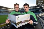 10 December 2015; Kildare footballer Paul Cribbin and Wexford hurler Eanna Martin at the Launch of the Leinster GAA Strategic Vision and Action Plan. Croke Park, Dublin. Picture credit: Matt Browne / SPORTSFILE