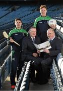 10 December 2015; Leinster GAA Chairman John Horan with Jim Bolger, Leinster GAA Vice Chairman, and from left, Wexford hurler Eanna Martin and Kildare footballer Paul Cribbin at the Launch of the Leinster GAA Strategic Vision and Action Plan. Croke Park, Dublin. Picture credit: Matt Browne / SPORTSFILE