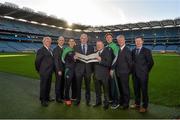 10 December 2015;  Leinster GAA Chairman John Horan, centre, with from left, Michael Reynolds, CEO Leinster GAA, Syl Merrins, Leinster Treasurer, Eanna Martin, Wexford hurler, Jim Bolger, Leinster GAA Vice Chairman,  Pat Teehan, Leinster GAA PRO, and Shane Flanagan, Leinster GAA Operations Manager. At the Launch of the Leinster GAA Strategic Vision and Action Plan. Croke Park, Dublin. Picture credit: Matt Browne / SPORTSFILE