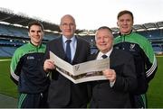 10 December 2015; Leinster GAA Chairman John Horan with Jim Bolger, Leinster GAA Vice Chairman, and from left, Wexford hurler Eanna Martin and Kildare footballer Paul Cribbin at the Launch of the Leinster GAA Strategic Vision and Action Plan. Croke Park, Dublin. Picture credit: Matt Browne / SPORTSFILE