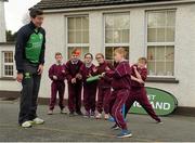 10 December 2015; Pictured is Peter Chase. International cricketers Ed Joyce, Craig Young, Andy McBrine and Peter Chase were at St. Oliver Plunkett’s Primary School at the launch of Cricket Ireland’s membership programme for 2016. Season Tickets and Cricket Ireland Cubs membership are now available to purchase on www.cricketireland.ie. Oliver Plunkett's Primary School, Malahide, Co. Dublin. Picture credit: Seb Daly / SPORTSFILE