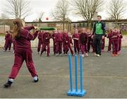 10 December 2015; Pictured is Peter Chase. International cricketers Ed Joyce, Craig Young, Andy McBrine and Peter Chase were at St. Oliver Plunkett’s Primary School at the launch of Cricket Ireland’s membership programme for 2016. Season Tickets and Cricket Ireland Cubs membership are now available to purchase on www.cricketireland.ie. Oliver Plunkett's Primary School, Malahide, Co. Dublin. Picture credit: Seb Daly / SPORTSFILE