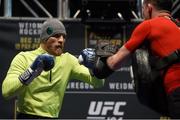 10 December 2015; Conor McGregor, left, during an open workout session ahead of his fight against Jose Aldo. UFC 194: Open Workouts, MGM Grand Garden Arena, Las Vegas, USA. Picture credit: Ramsey Cardy / SPORTSFILE