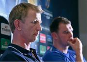 11 December 2015; Leinster head coach Leo Cullen and Rhys Ruddock during a press conference. Leinster Rugby HQ, UCD, Belfield, Dublin. Picture credit: Matt Browne / SPORTSFILE